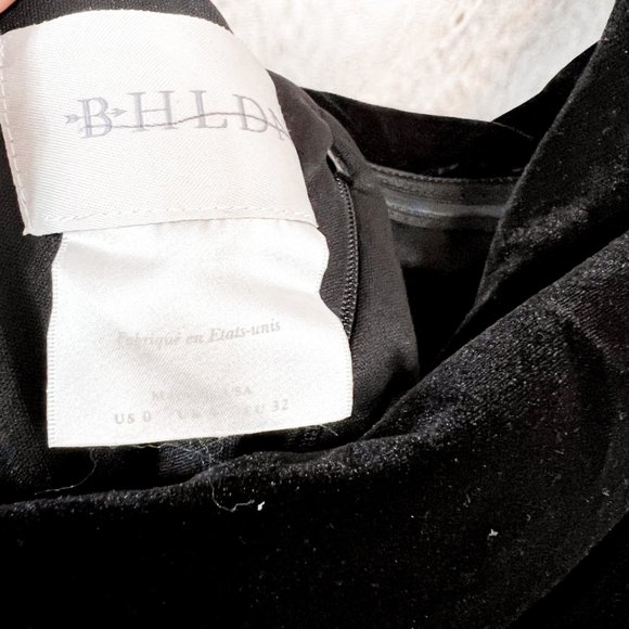 BHLDN Edison Black Velvet Tulip Off The Shoulder Midi Dress - Size 0 - Picture 5 of 6